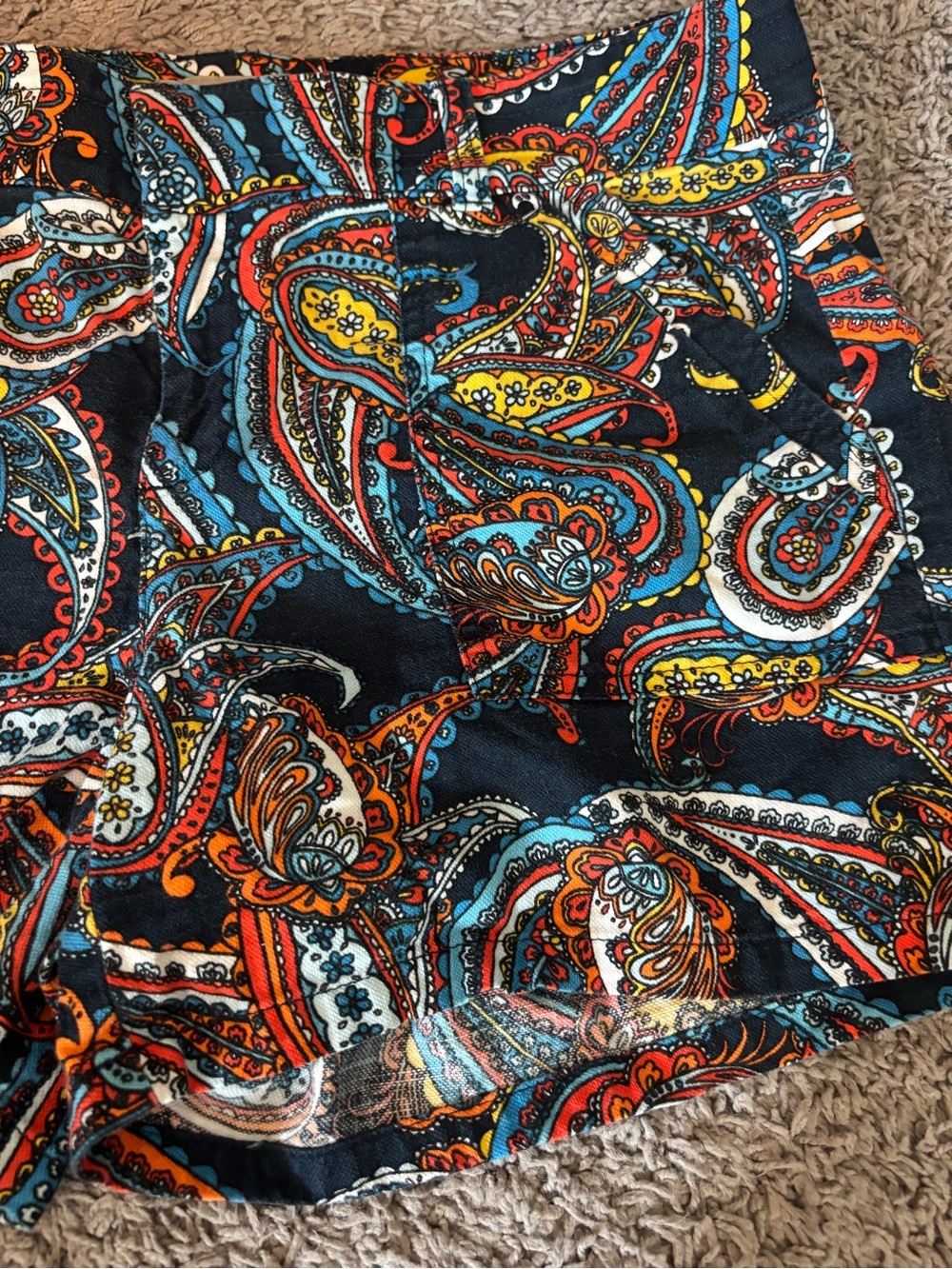 Women's Navy Paisley Print Shorts - Vibrant Multicolor - Picture 3 of 3